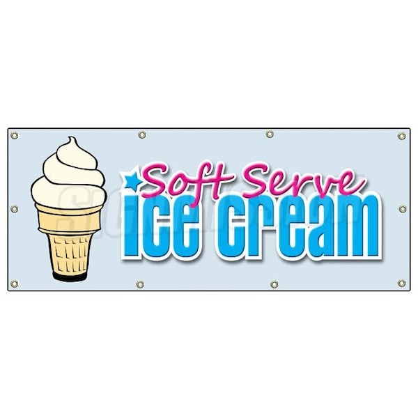 SOFT SERVE VANILLA ICE CREAM BANNER SIGN signs shop cone sundae